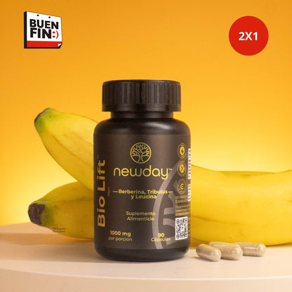 2X1 Bio Lift Men - Suplemento natural para hombres con Tribulus, Berberina y Leucina, 90 cápsulas