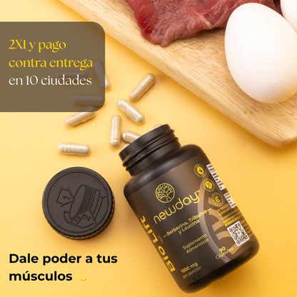 2X1 Bio Lift Men - Suplemento natural para hombres con Tribulus, Berberina y Leucina, 90 cápsulas