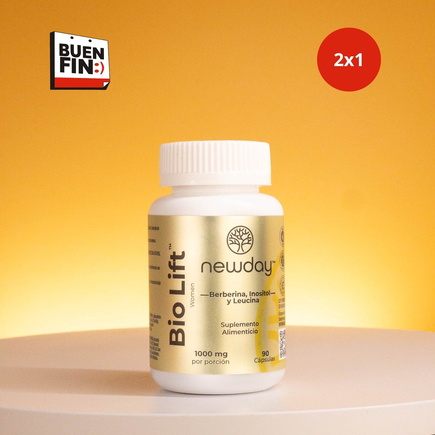 2X1 Bio Lift Women – Suplemento Natural para Mujeres con Myo-Inositol, Berberina y Leucina, 90 cápsulas