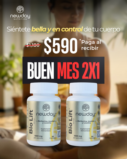 2X1 Bio Lift Women – Suplemento Natural para Mujeres con Myo-Inositol, Berberina y Leucina, 90 cápsulas