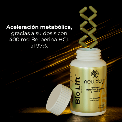 Bio Lift – Suplemento Natural para Mujeres 40+ con Berberina, Inositol y Leucina, 90 Cápsulas - Newday