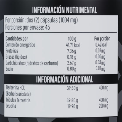 Bio Lift Men - Suplemento natural para hombres con berberina, tribulus y leucina, 90 cápsulas